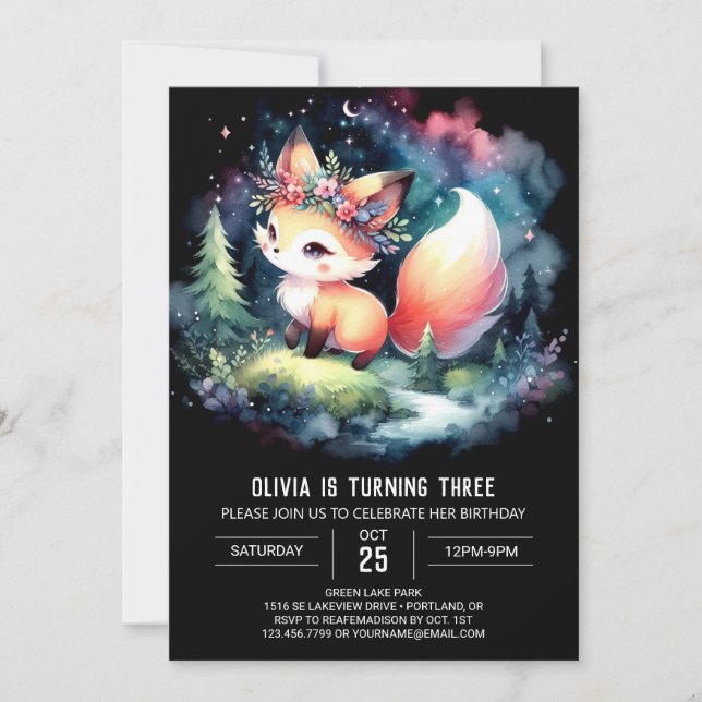 Invitation Little Majestic Fox Anniversaire numérique (Devant)