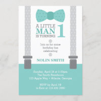 Little Man Anniversaire, Turquoise, Grey,