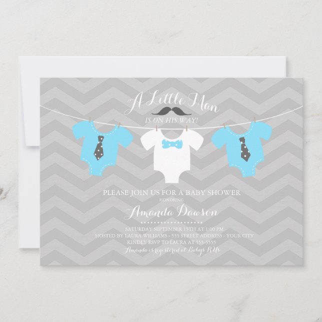 Invitation Little Man Baby shower (Devant)