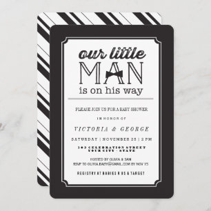 Invitation Little Man Bow Cravate classique Baby shower garço