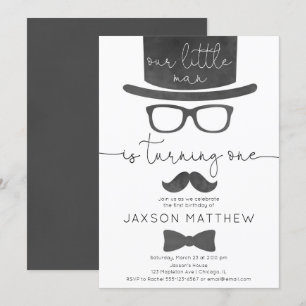 Invitation Little Man garçon 1ère fête d'anniversaire