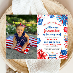 Invitation Little Miss Firecracker 4 juillet 1er anniversaire