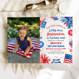 Invitation Little Miss Firecracker 4 juillet 1er anniversaire