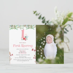 Invitation Little Miss First Spring Floral 1er Anniversaire P