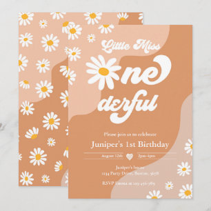 Invitation Little Miss ONEderful 1er anniversaire Boho Daisy