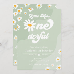 Invitation Little Miss ONEderful 1st Birthday Boho Daisy