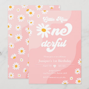 Invitation Little Miss ONEderful 1st Birthday Boho Daisy