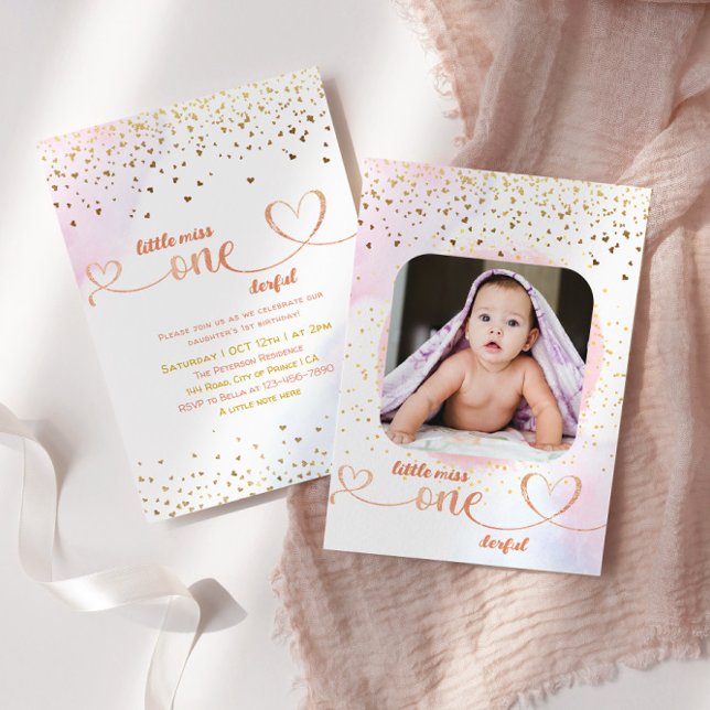 Invitation Little Miss Onederful avec cadre photo (Créateur téléchargé)