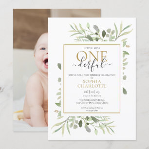 Invitation Little Miss ONEderful Elegant Photo Premier Annive