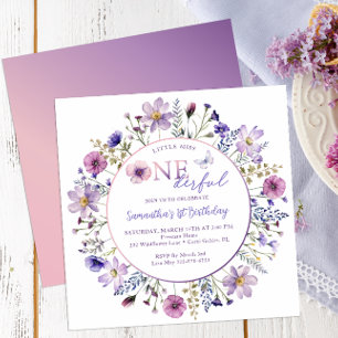 Invitation Little Miss Onederful Fleur sauvage 1er anniversai