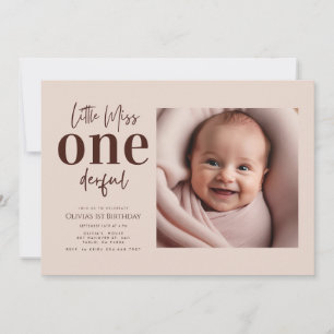 Invitation Little Miss ONEderful script photo