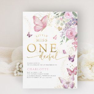 Invitation Little Miss Onederful Sunny Floral 1er anniversair