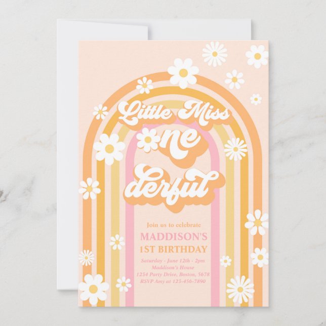 Invitation Little Miss Onederful Super Arc-en-ciel 1er annive (Devant)