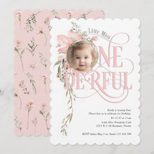 Invitation Little Miss Onederland 1er anniversaire Fleur sauv