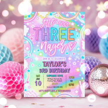 Little Miss Three-nage Néon Arc-en-ciel 3e Anniver