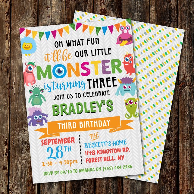 Invitation Little Monster 3e anniversaire (Créateur téléchargé)