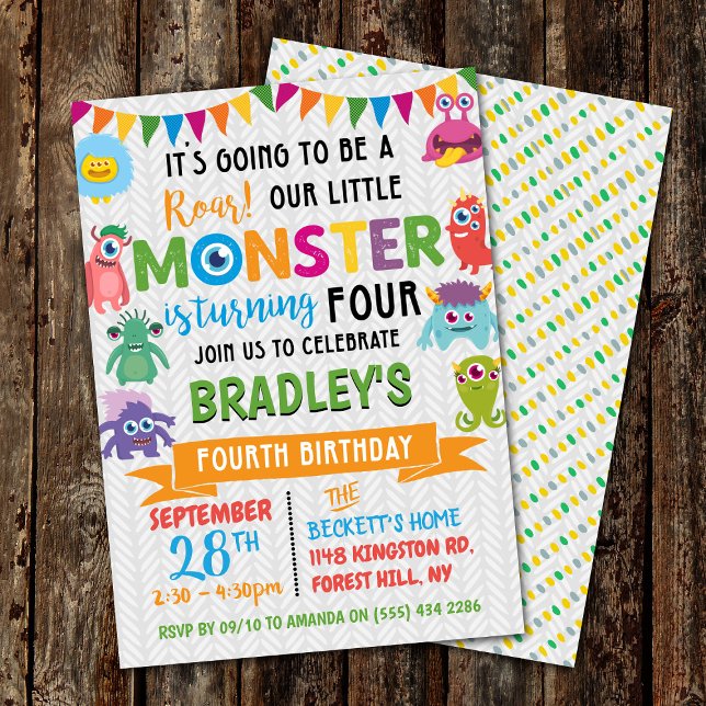 Invitation Little Monster 4e anniversaire (Créateur téléchargé)