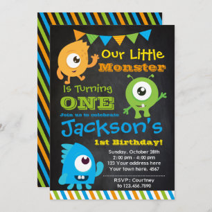 Invitation Little Monster Invitation, Chalkboard