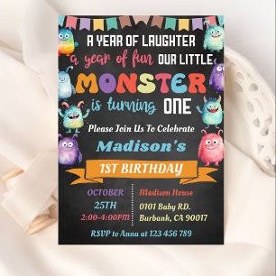 Invitation Little Monster Thème 1er anniversaire