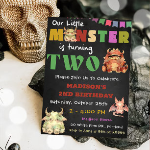 Invitation Little Monster Thème 2ème fête d'anniversaire