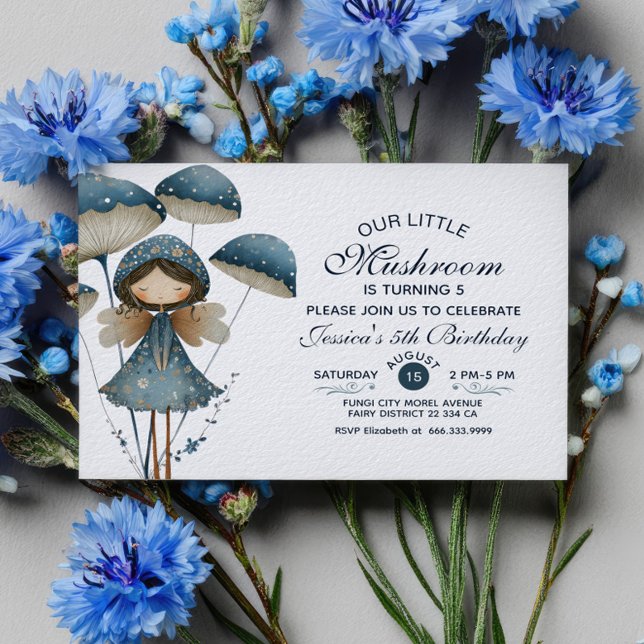 Invitation Little Mushroom Fairy Élégant parti Anniversaire d (Créateur téléchargé)