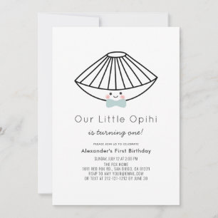 Invitation Little Opihi Blue Bow Cravate Garçon 1er anniversa