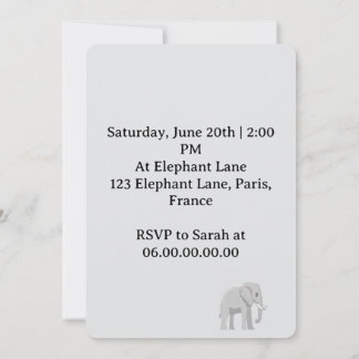 Invitation Little Peanut Elephant Welcome Party