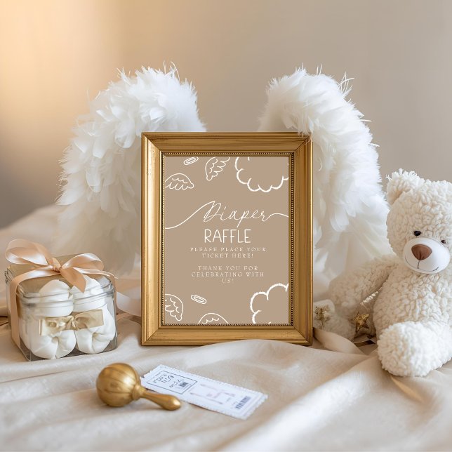 Invitation Little Piece of Heaven Beige Diaper Raffle Table (Little Piece of Heaven Beige Diaper Raffle Table)