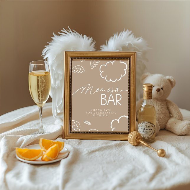 Invitation Little Piece of Heaven Beige Momosa Bar Sign (Little Piece of Heaven Beige Momosa Bar Sign)