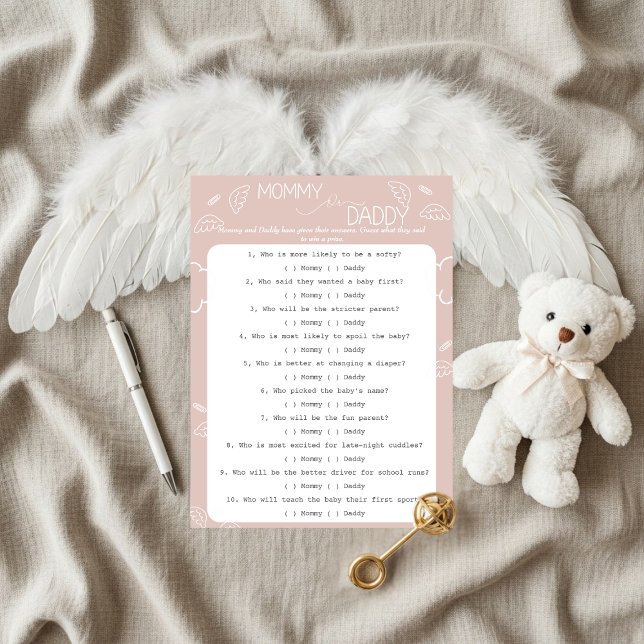 Invitation Little Piece of Heaven Pink Guess Who Game  (Little Piece of Heaven Guess Who Game Invitation)