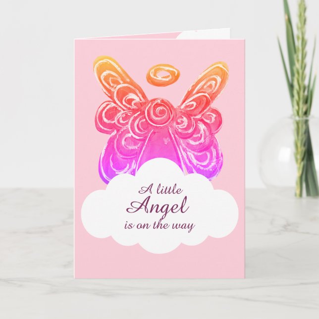 Invitation Little Pink Angel sur le chemin Baby shower Card (Devant)