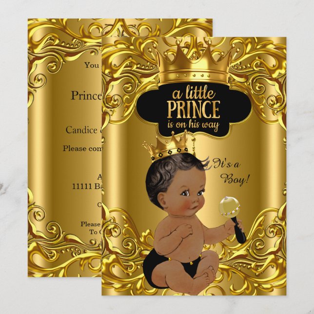 Invitation Little Prince est en route Baby shower Ethnic (Devant / Derrière)