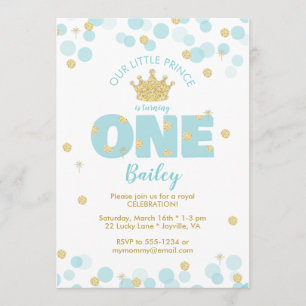 Invitation Little Prince Premier anniversaire Blue Gold