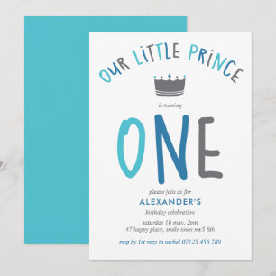 Invitation Little Prince Premier anniversaire Blue Party