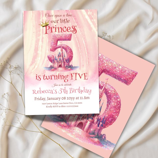 Invitation Little Princess Pink Girl 5e anniversaire (Créateur téléchargé)