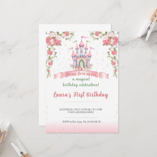 Invitation Little princess Theme invitaion. Kids party.