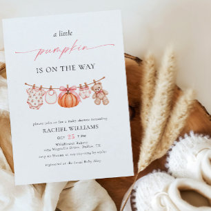 Invitation Little Pumpkin Clothesline Fille de Tombe Bébé Sho