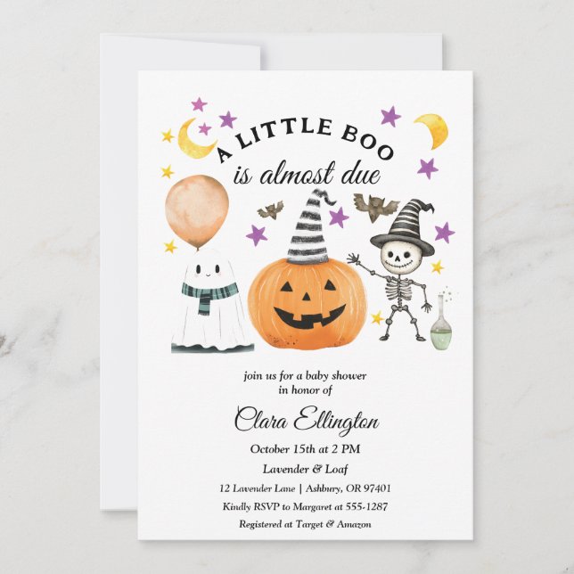 Invitation Little Pumpkin’s First Halloween Baby shower (Devant)