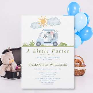 Invitation Little Putter Golfer Watercolor Golf Baby Shower