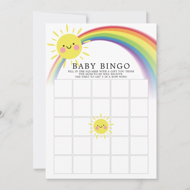 Invitation Little Ray de Sunshine BINGO Baby shower Jeu (Devant)