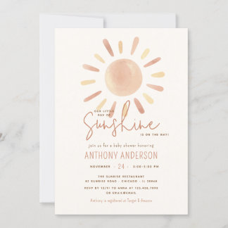 Invitation Little Ray Of Sunshine Baby shower Neutre Pour Les
