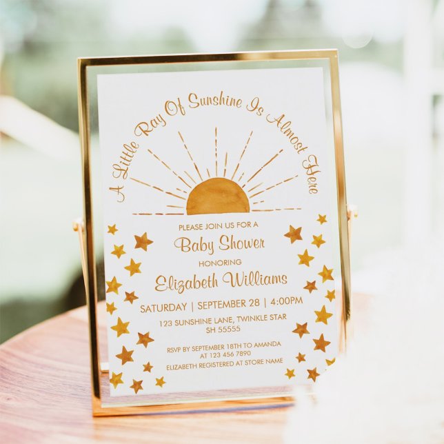 Invitation Little Ray Of Sunshine Baby shower Neutre Pour Les (Créateur téléchargé)