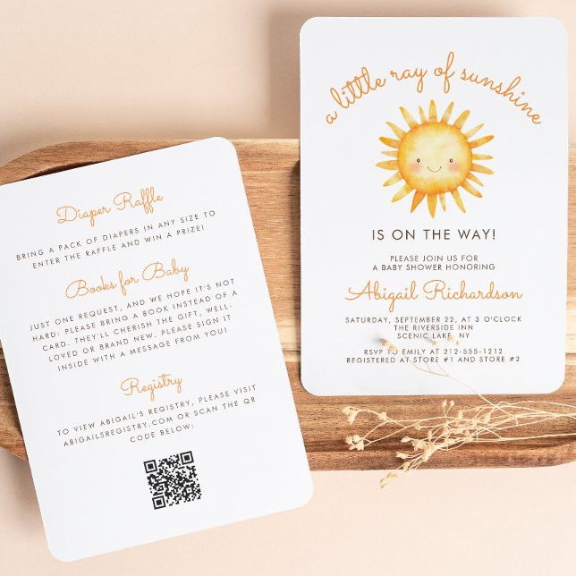 Invitation Little Ray of Sunshine QR Code Baby shower (Créateur téléchargé)