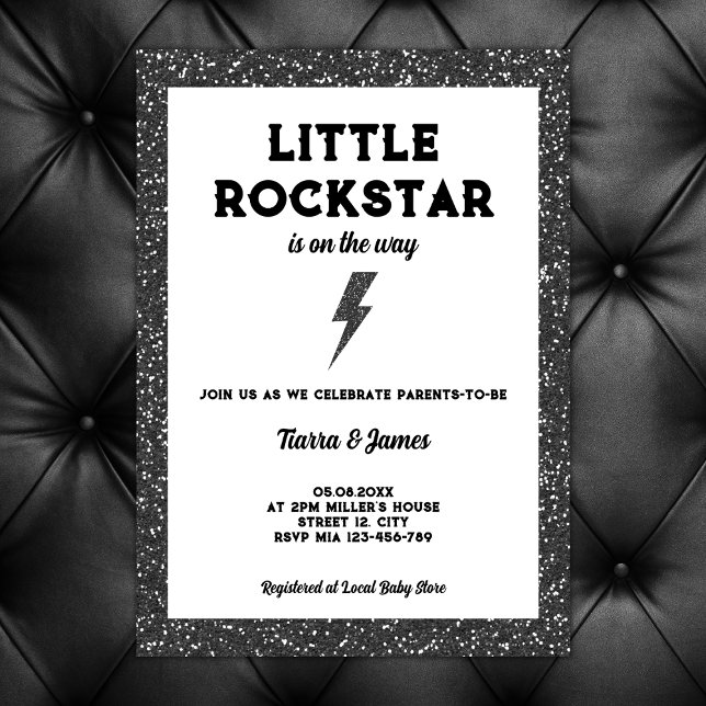 Invitation Little Rockstar Sur Le Chemin Baby shower Rock (little rockstar on the way rock baby shower invitation)