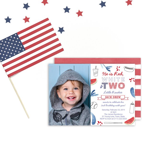 Invitation Little Rookie Baseball 2e Anniversaire Patriotique (Créateur téléchargé)