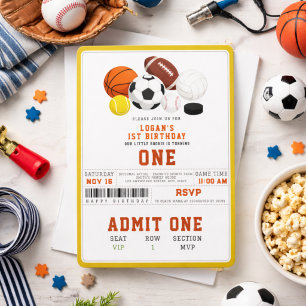 Invitation Little Rookie Sports 1er Anniversaire Fun All-St