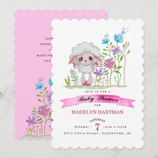 Invitation Little sheep in watercolor