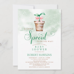 Invitation Little Sprout est en route Garden Bow Baby Shower