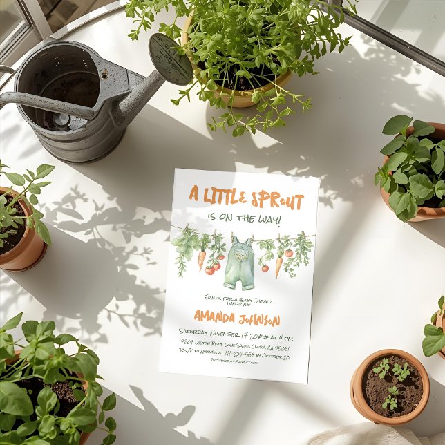 Invitation Little Sprout Garden Clothesline Baby Shower (Créateur téléchargé)