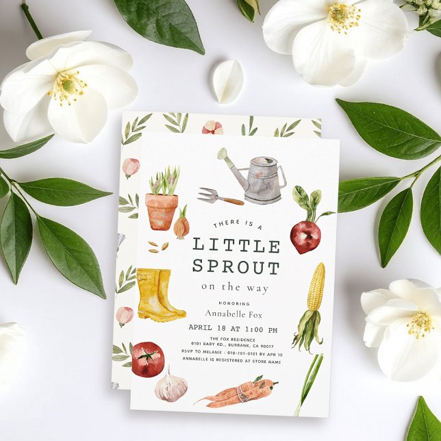 Invitation Little Sprout Garden Theme Baby Shower (Créateur téléchargé)